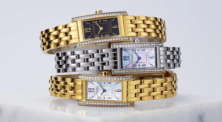 Women's Watches; Image of three Petite Palidoro watch models EG7112-59E, EG7112-59D and EG7110-54Y