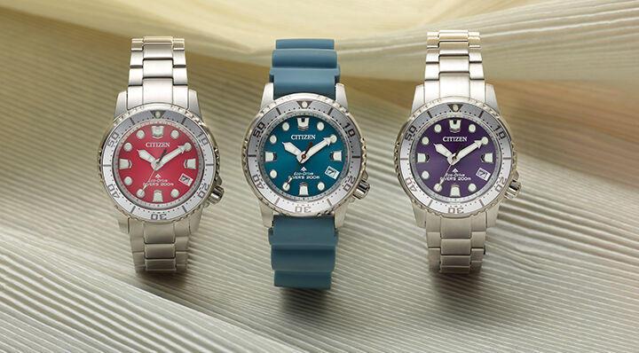 Women's Promaster Dive Watches; Image of Promaster Dive 37mm watch models EO2027-50Z, EO2027-50X and EO2027-09L